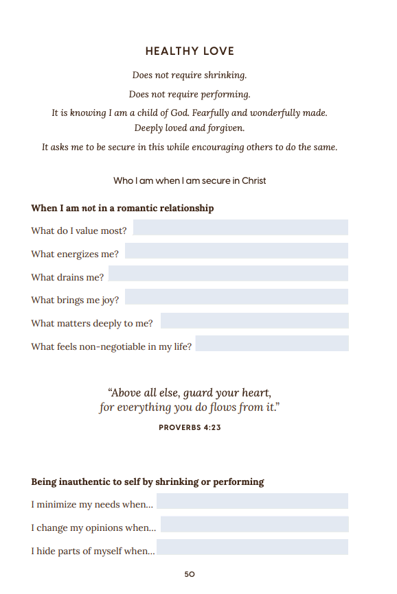 Downloadable and Fillable PDF (Christian Version): Learning to Love Better: A Journaling Guide to Building Emotional Awareness and Healthy Romantic Relationships with Scriptural Reflections